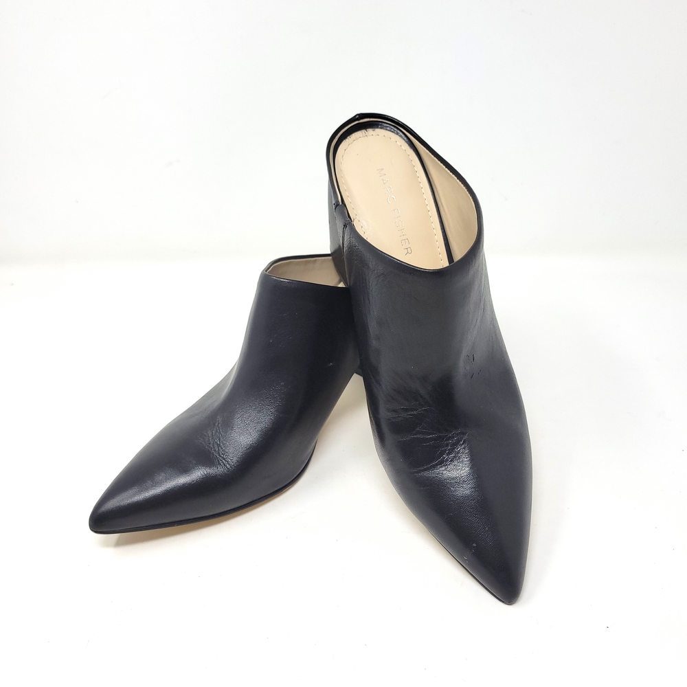 Marc Fisher Black Leather Mules